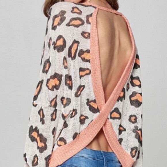 Hummingbird Leopard Print Open back sweater - Picture 2 of 7